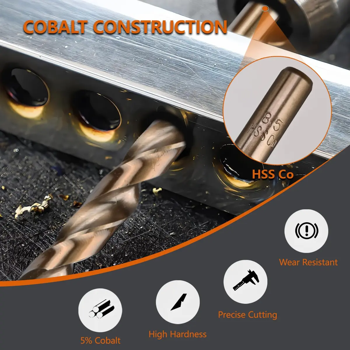 HYMNORQ M35 Cobalt Drill Bit Set 1.5-10mm (15-Piece) | Industrial Grade HSS-Co for Hard Metals - view 3