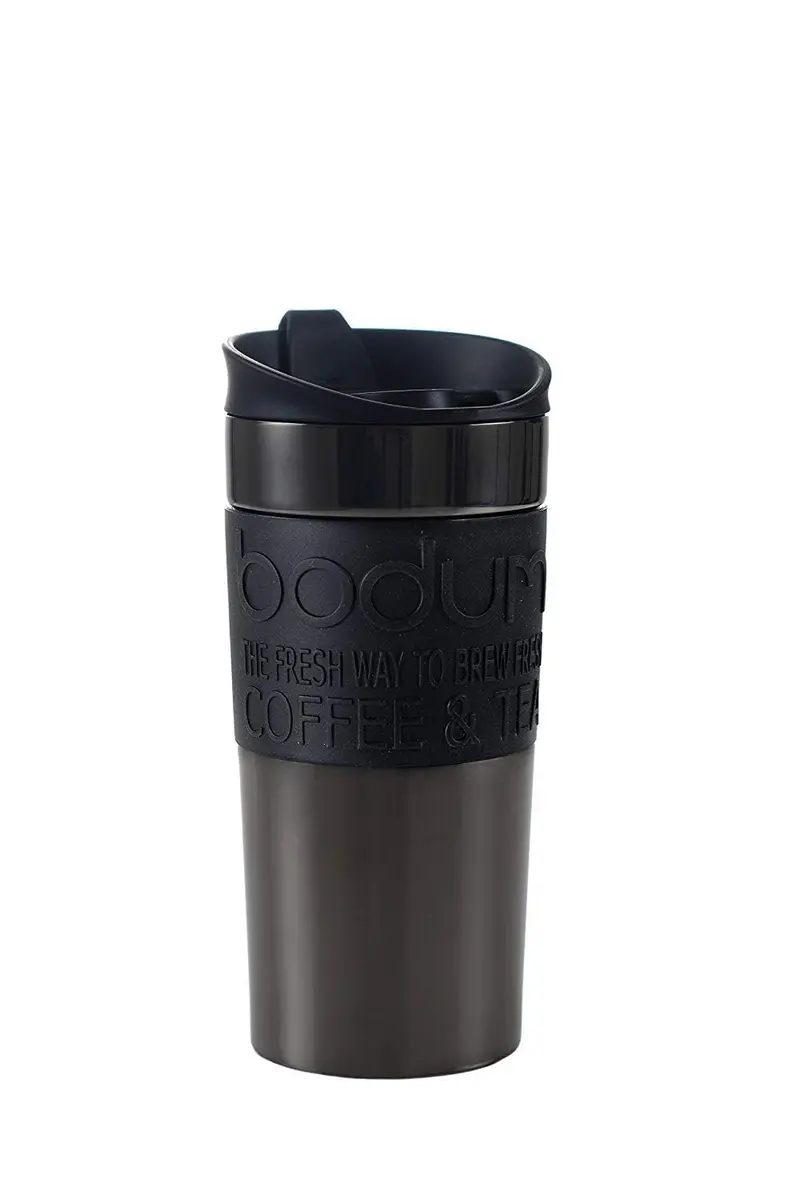 Bodum Travel Mug 12 oz Gunmetal | Double Wall Stainless Steel, Spill-Proof, Dishwasher Safe - main product image