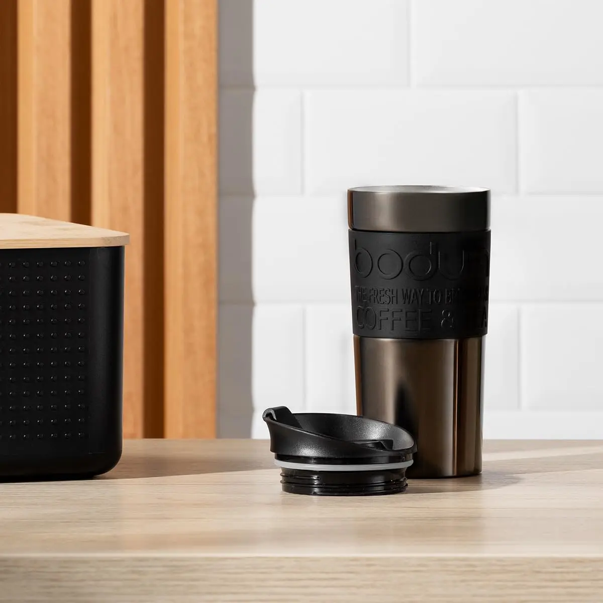 Bodum Travel Mug 12 oz Gunmetal | Double Wall Stainless Steel, Spill-Proof, Dishwasher Safe - view 3