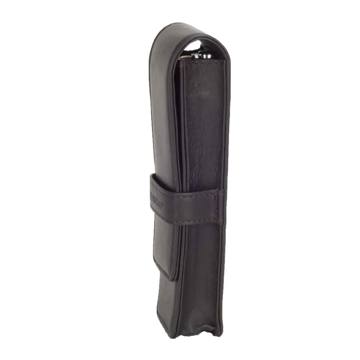 DiLoro Leather Double Pen Case Holder for 2 Pens & Pencils, Espresso Dark Brown | Genuine Full Grain Nappa Leather - view 2