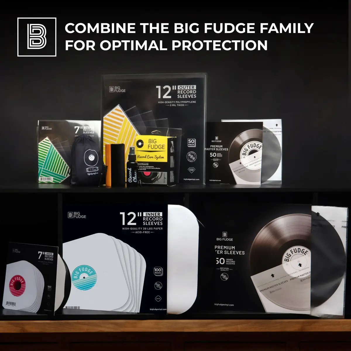 Big Fudge 12" Vinyl Record Inner Sleeves 100 Pack | Heavyweight Acid Free Paper LP Album Protection - view 6