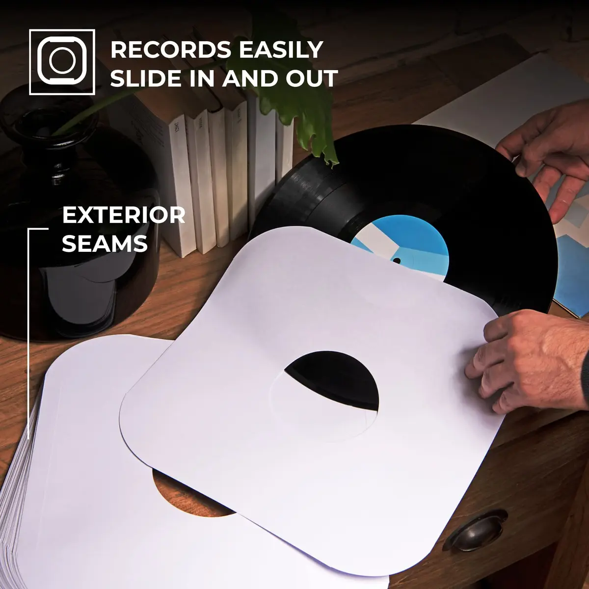 Big Fudge 12" Vinyl Record Inner Sleeves 100 Pack | Heavyweight Acid Free Paper LP Album Protection - view 3