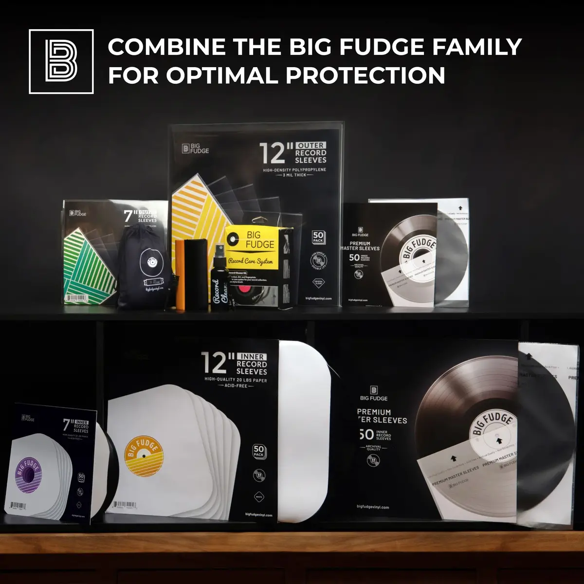 Big Fudge 12" Vinyl Record Inner Sleeves 50 Pack | Heavyweight Acid-Free Paper LP Covers (30.5cm x 30.5cm) - view 6