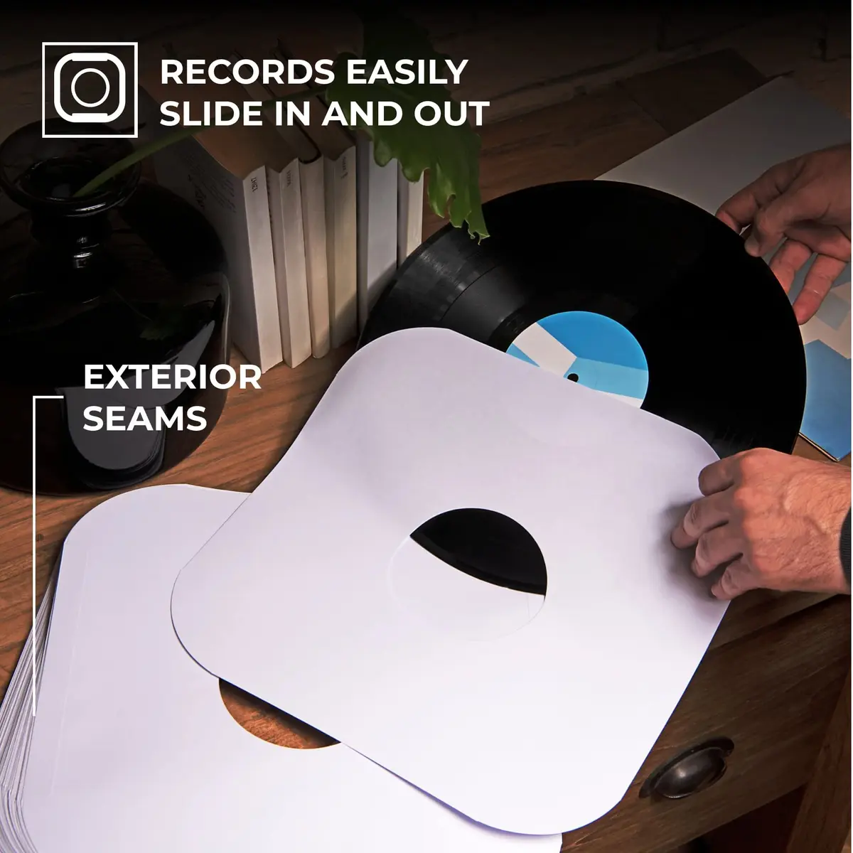 Big Fudge 12" Vinyl Record Inner Sleeves 50 Pack | Heavyweight Acid-Free Paper LP Covers (30.5cm x 30.5cm) - view 3