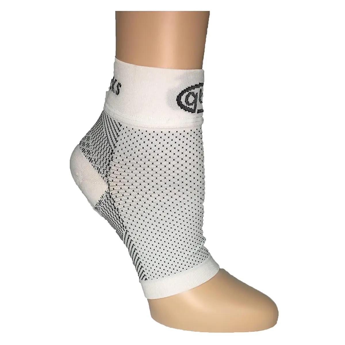GBM Compression Foot Sleeves White Medium | Plantar Fasciitis Pain Relief & Support - main product image