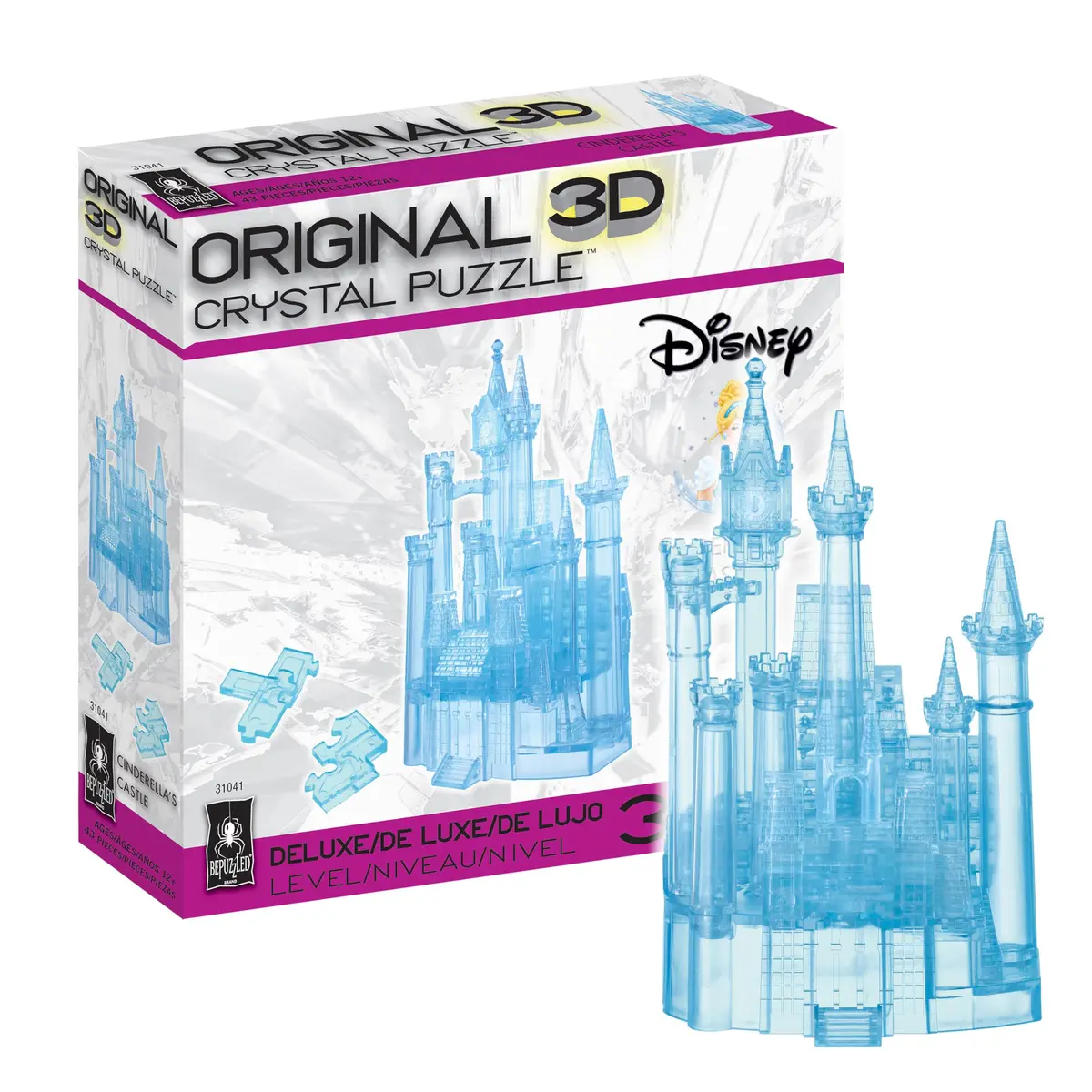 Bepuzzled Disney Cinderella Castle Crystal 3D Puzzle Deluxe, 71-Piece, Ages 12+ | Translucent Crystal Build - main product image