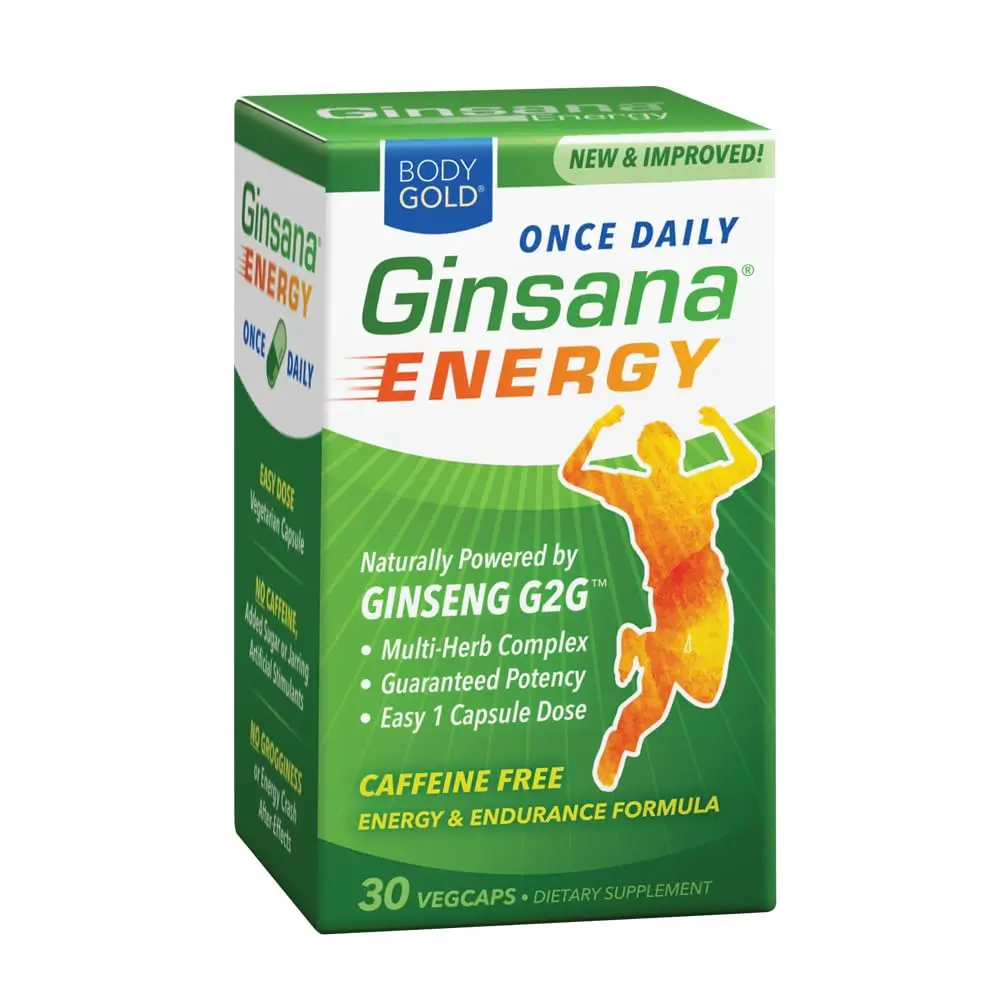 Body Gold Ginsana Energy 30 VegCaps | Focus & Endurance Support, No Caffeine - main product image