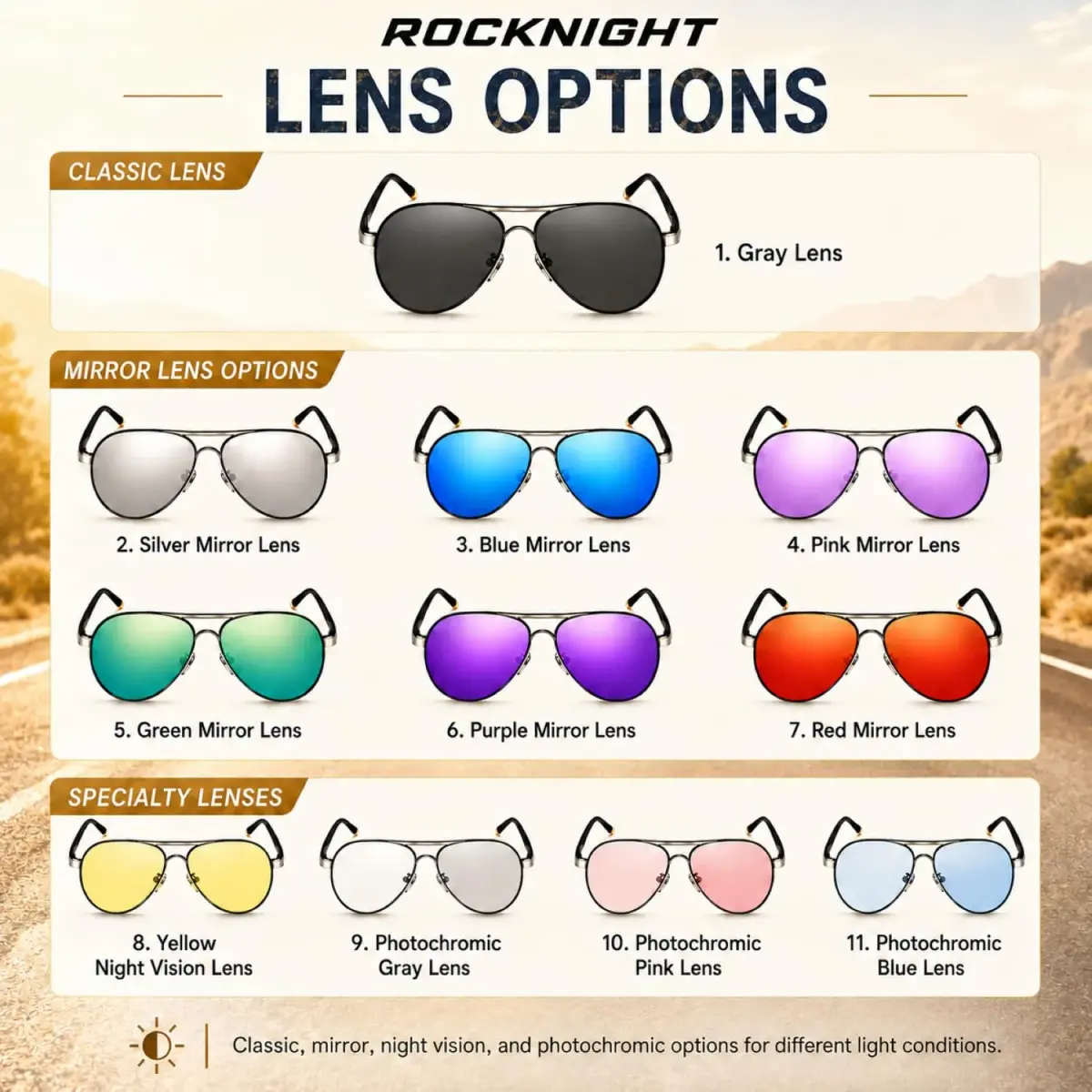 ROCKNIGHT Polarized Aviator Sunglasses Men Women UV400 Metal Frame Driving | Lightweight & Adjustable Fit - view 7
