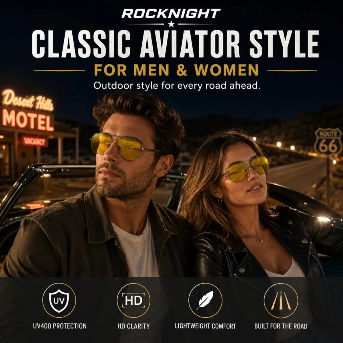 ROCKNIGHT Polarized Aviator Sunglasses Men Women UV400 Metal Frame Driving | Lightweight & Adjustable Fit - view 2