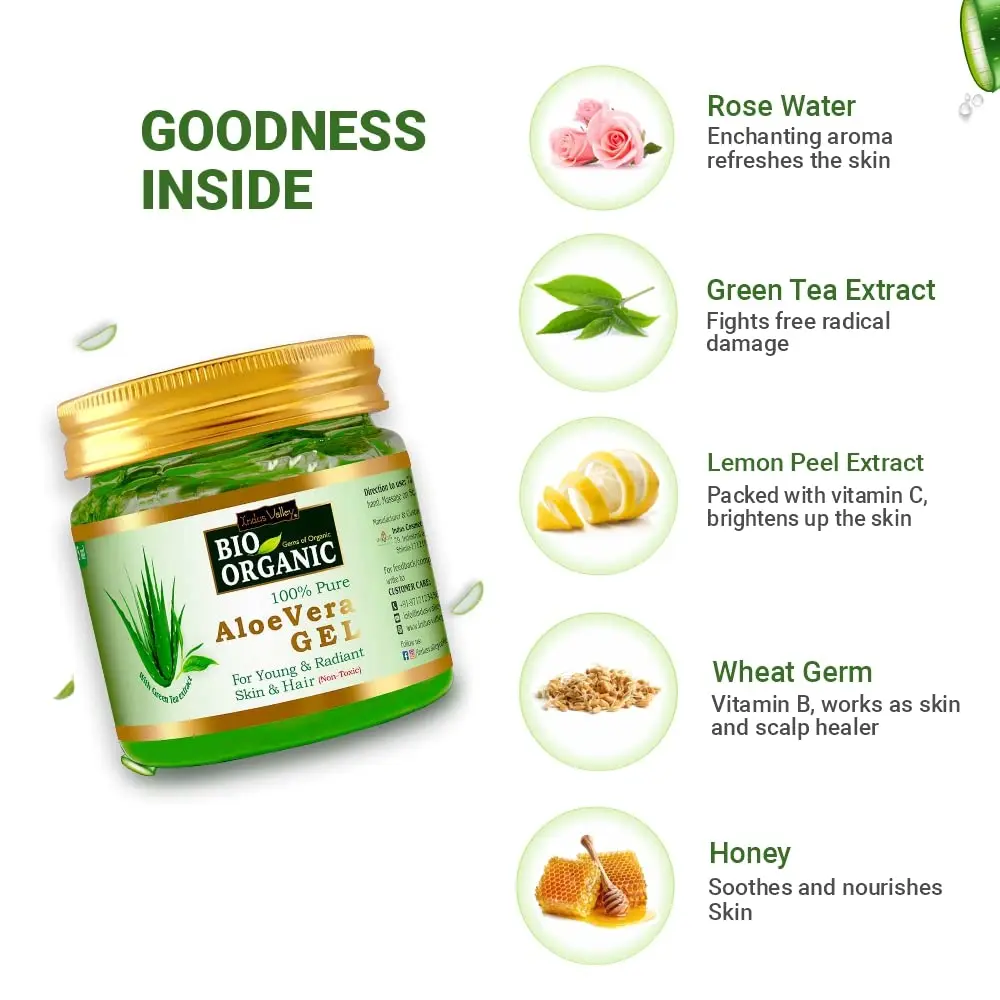 INDUS VALLEY Natural Tulsi Leaf Powder & Organic Aloe Vera Gel Combo | 100g Powder + 175ml Gel | Skin & Hair Care - view 7