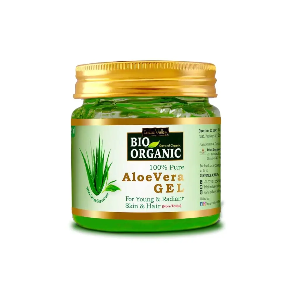 INDUS VALLEY Natural Tulsi Leaf Powder & Organic Aloe Vera Gel Combo | 100g Powder + 175ml Gel | Skin & Hair Care - view 2