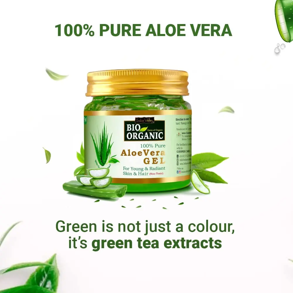 INDUS VALLEY Natural Tulsi Leaf Powder & Organic Aloe Vera Gel Combo | 100g Powder + 175ml Gel | Skin & Hair Care - view 4