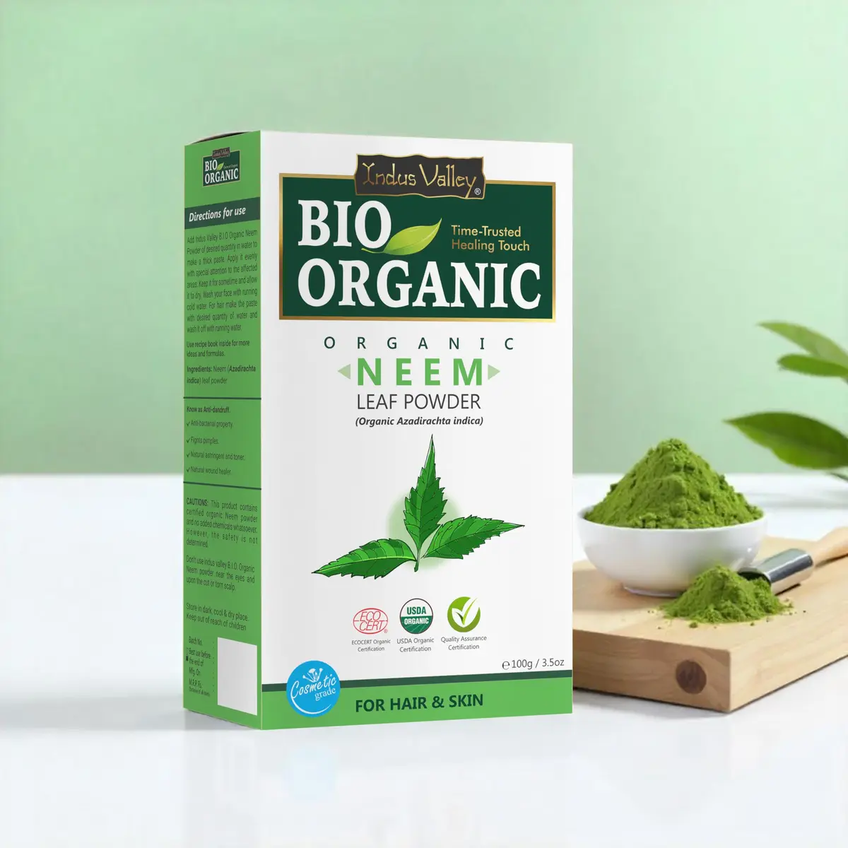 INDUS VALLEY Neem Leaf Powder & Aloe Vera Gel Combo Pack 100g Powder + 175ml Gel | Natural, Organic & Pure - view 3
