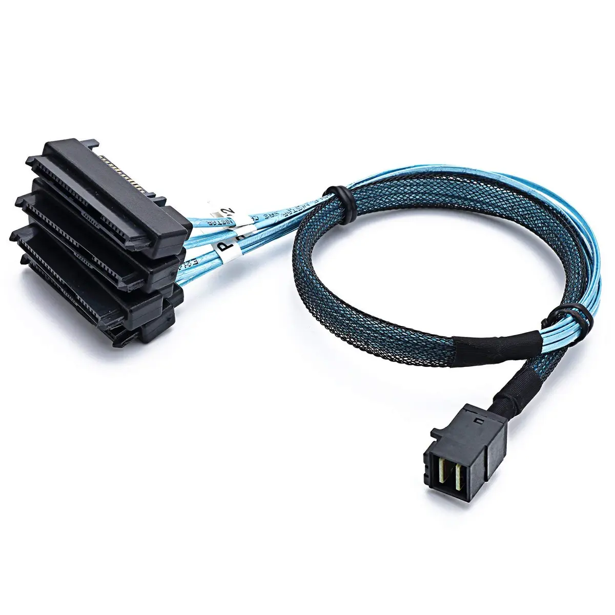 CABLEDECONN SFF-8643 Mini SAS HD to (4) 29pin SFF-8482 Connectors 1M | Internal Data Cable for SAS & SATA Disks - main product image