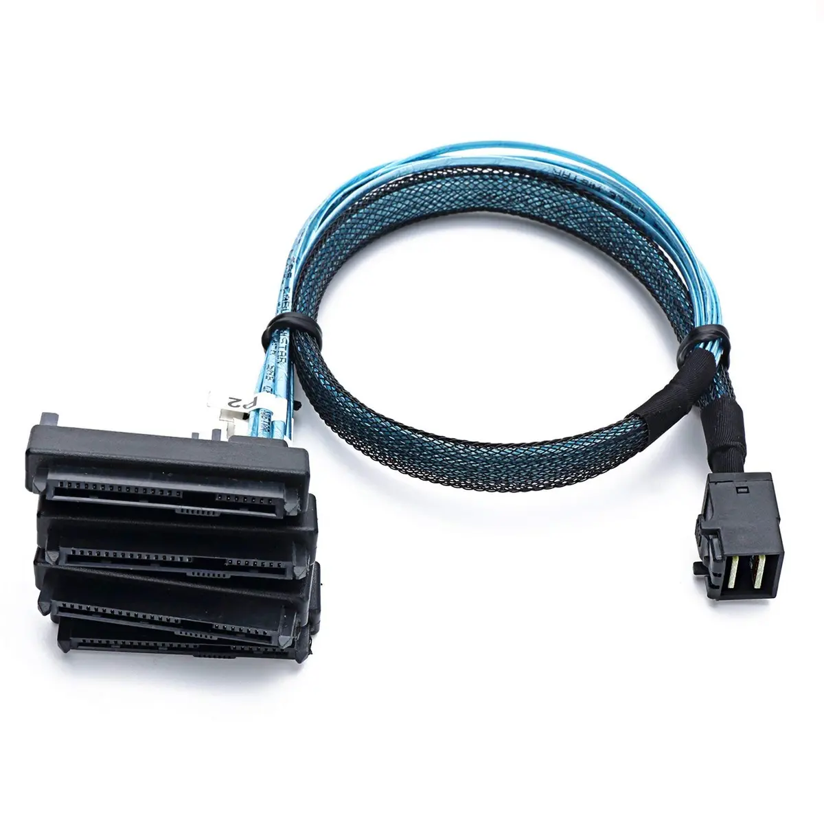 CABLEDECONN SFF-8643 Mini SAS HD to (4) 29pin SFF-8482 Connectors 1M | Internal Data Cable for SAS & SATA Disks - view 2
