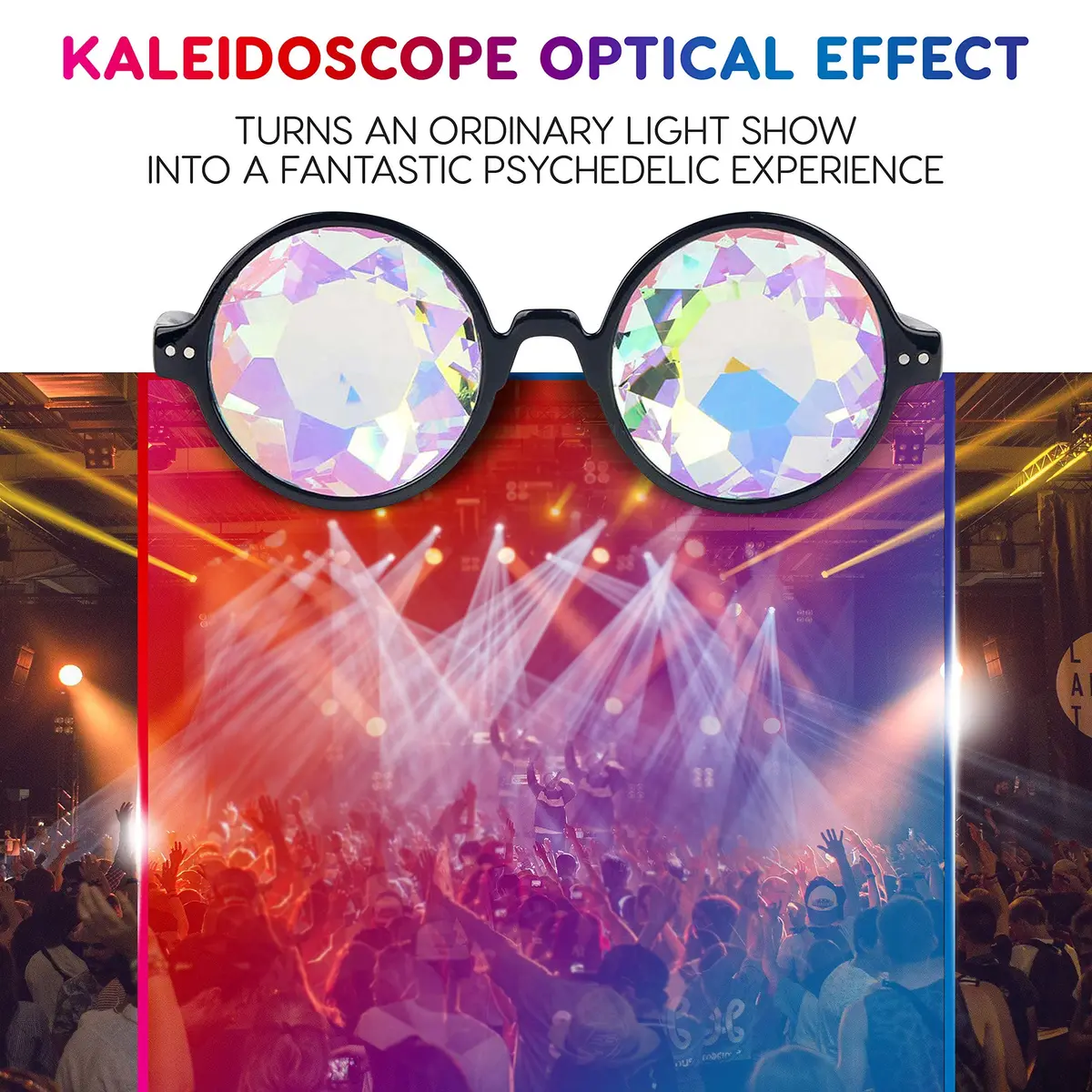 SoJourner Kaleidoscope Glasses Trippy Psychedelic Prism Glasses 3 Pack | Festival Rave Eyewear - view 5