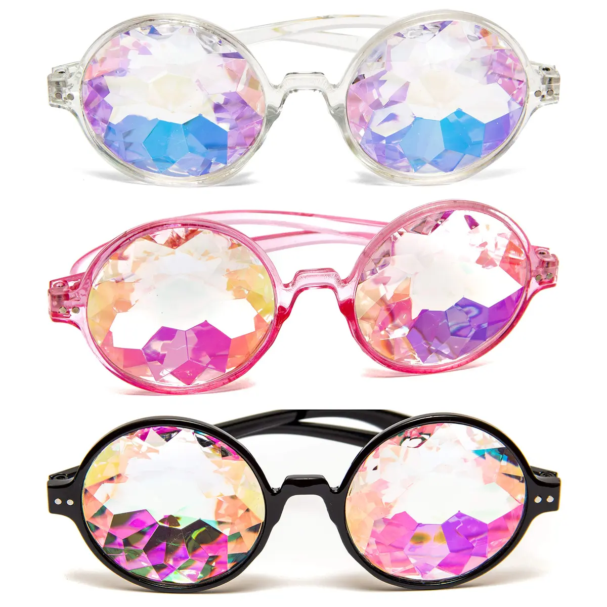 SoJourner Kaleidoscope Glasses Trippy Psychedelic Prism Glasses 3 Pack | Festival Rave Eyewear - main product image