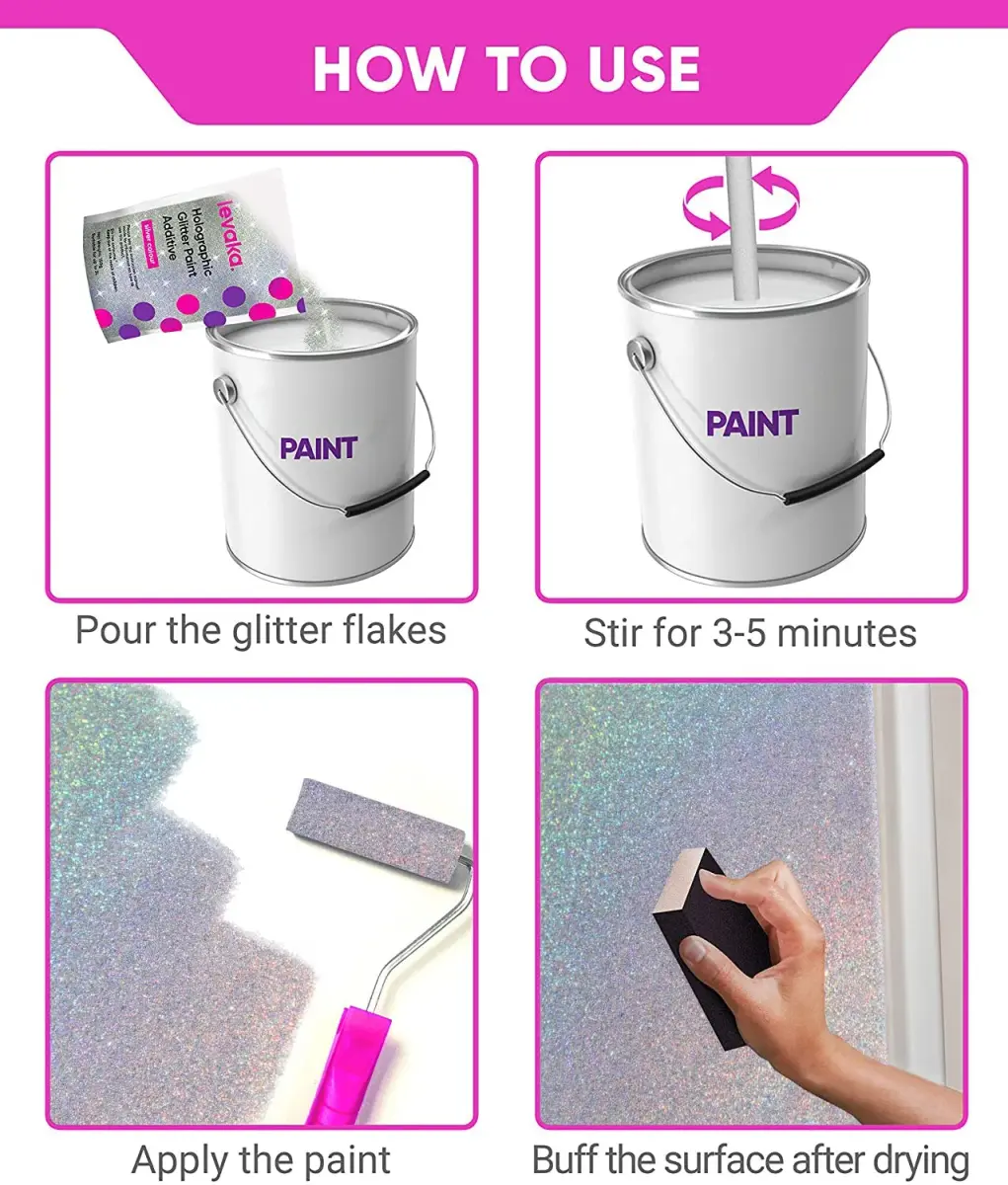 FBGC Holographic Silver Glitter Paint Additive 156 g (5.3 oz) | Adds Sparkle to Walls & Furniture - view 9