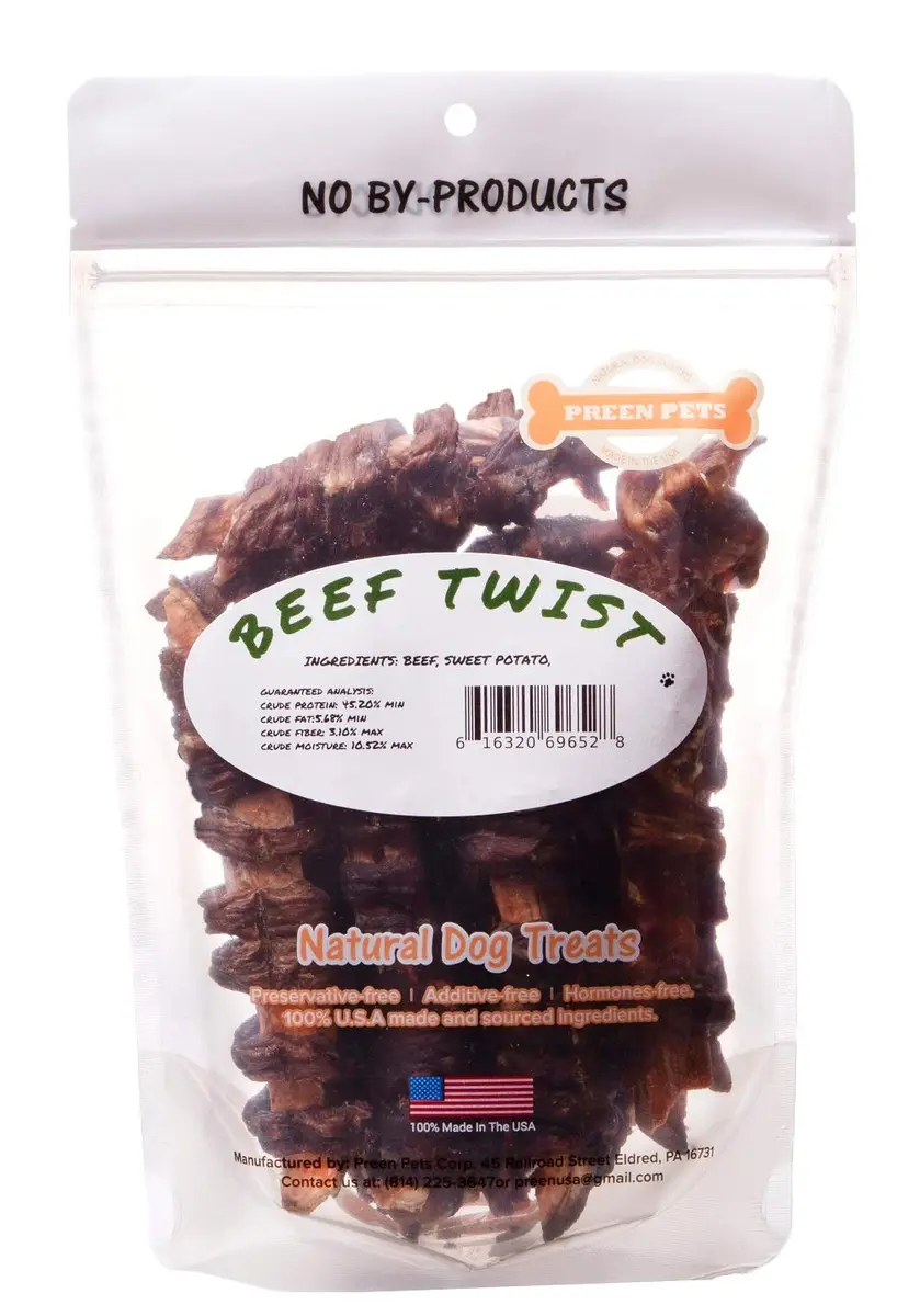 Preen Pets Beef & Sweet Potato Twist Dog Treats 2LB | Grain-Free, Protein-Rich, USA Ingredients - view 2