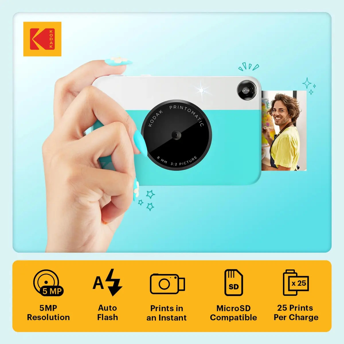 KODAK Printomatic Digital Camera 5MP | Portable Instant Print with Sticky-Back Photos - view 2