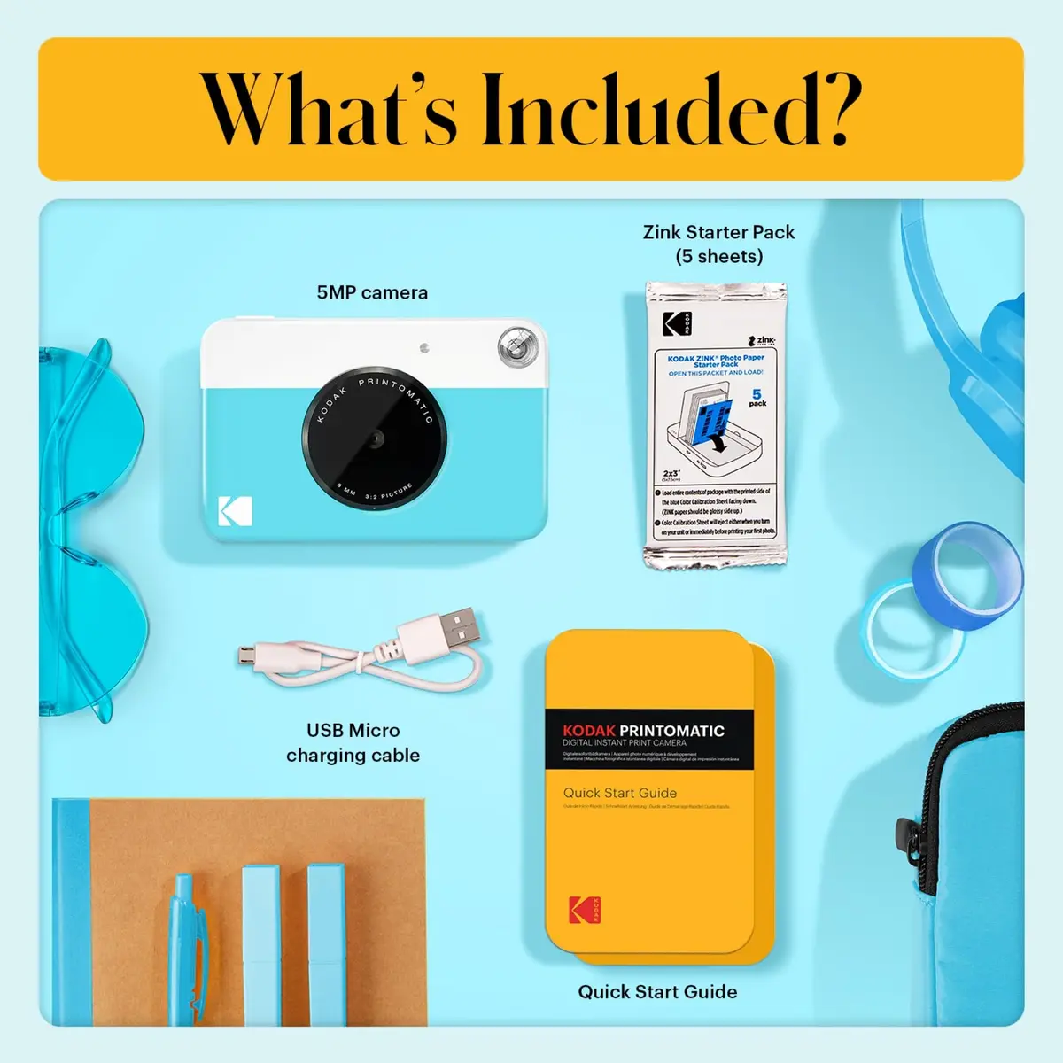 KODAK Printomatic Digital Camera 5MP | Portable Instant Print with Sticky-Back Photos - view 3