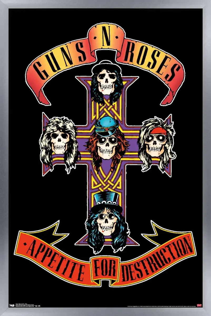 Trends International Guns N' Roses - Cross Wall Poster 86.4 cm (34") x 61.6 cm (24.25") | Silver Framed Music Art - main product image