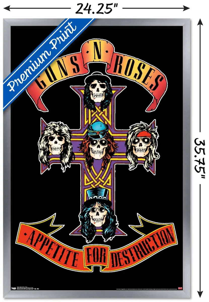 Trends International Guns N' Roses - Cross Wall Poster 86.4 cm (34") x 61.6 cm (24.25") | Silver Framed Music Art - view 3