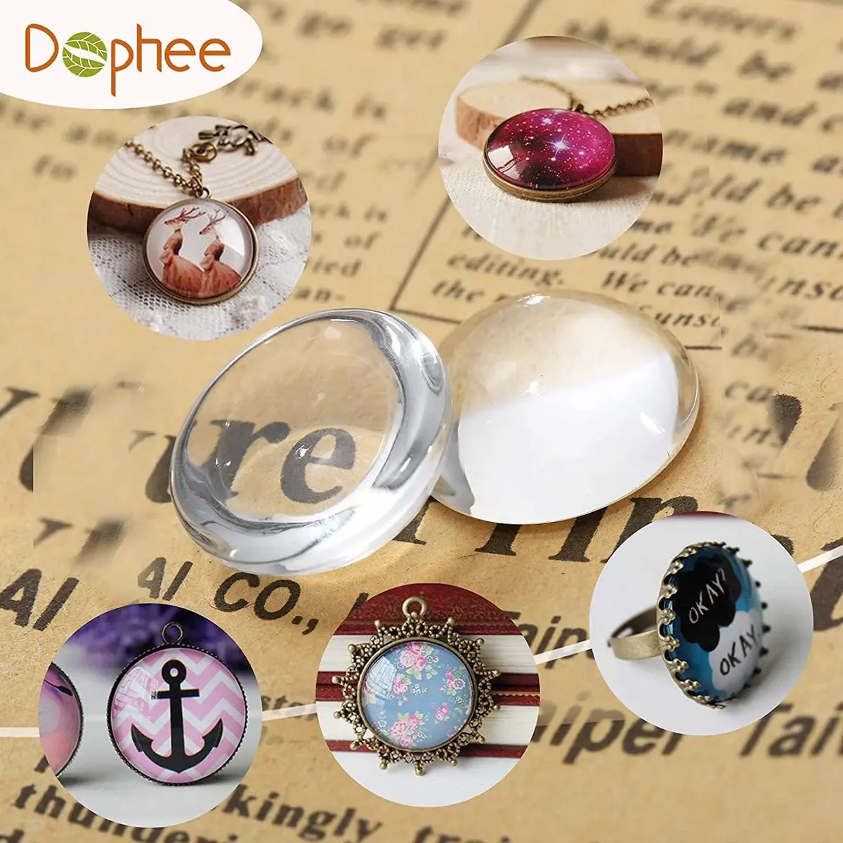 dophee 50mm Glass Cabochons Dome Tiles Flatback for Jewelry Making | Pack of 10 - view 8