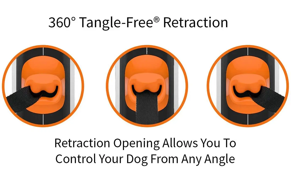 TUG Original Retractable Dog Leash 16 ft | Medium, White/Orange | Tangle-Free, Ergonomic Handle - view 4