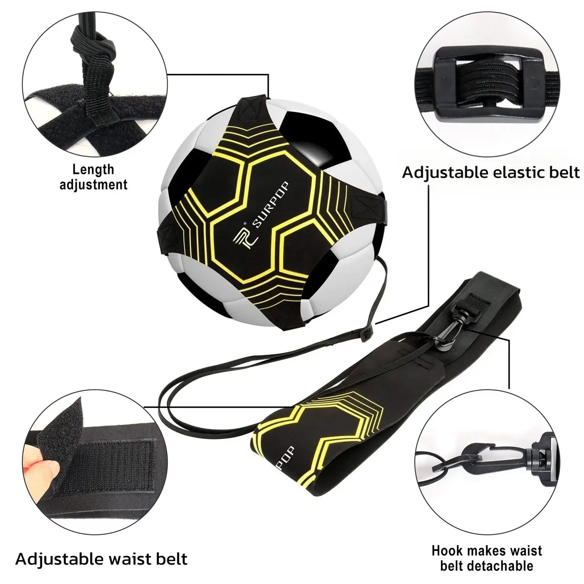 Surpop Adjustable Solo Soccer Trainer Belt for Kids and Adults | Solo Practice & Skill Development - view 8