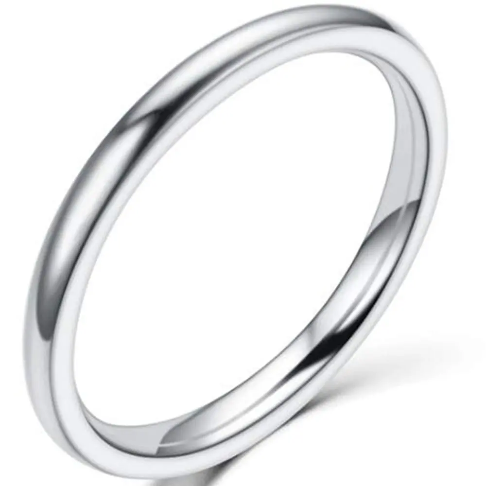 JUDE Silver Stainless Steel Classical Plain Stackable Wedding Band Ring 1.5mm | Thin Stacking Ring for Women - main product image