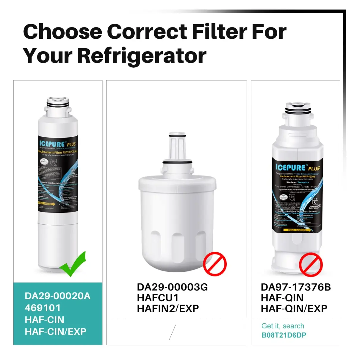 ICEPURE DA29-00020B Refrigerator Water Filter 3-Pack | NSF/ANSI 53 & 42 Certified for Heavy Metal Removal - view 2