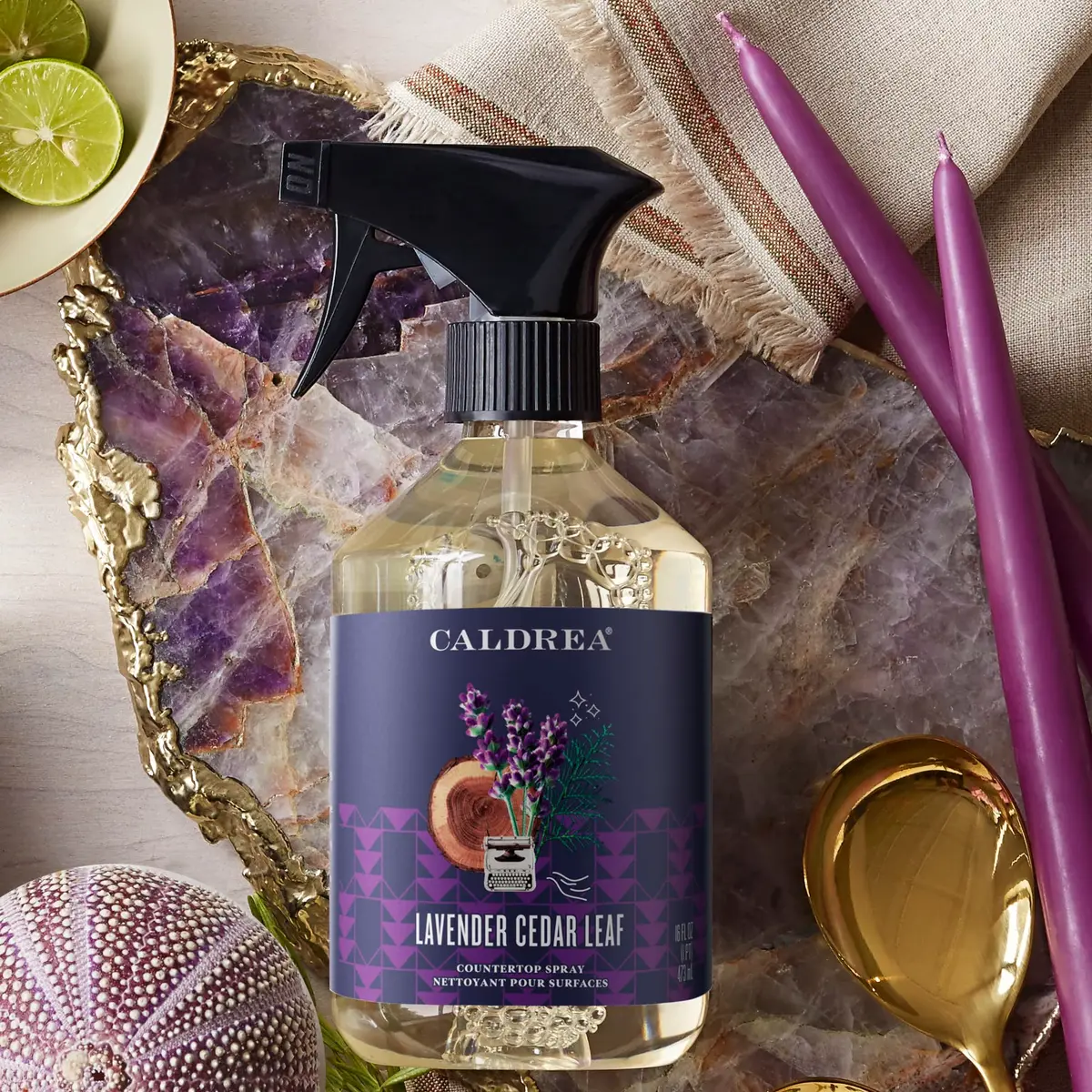 Caldrea Multi-surface CounterTop Spray Cleaner Lavender Cedar Leaf 473ml (16 Fl Oz) | Vegetable Protein Extract Odor Remover - view 2