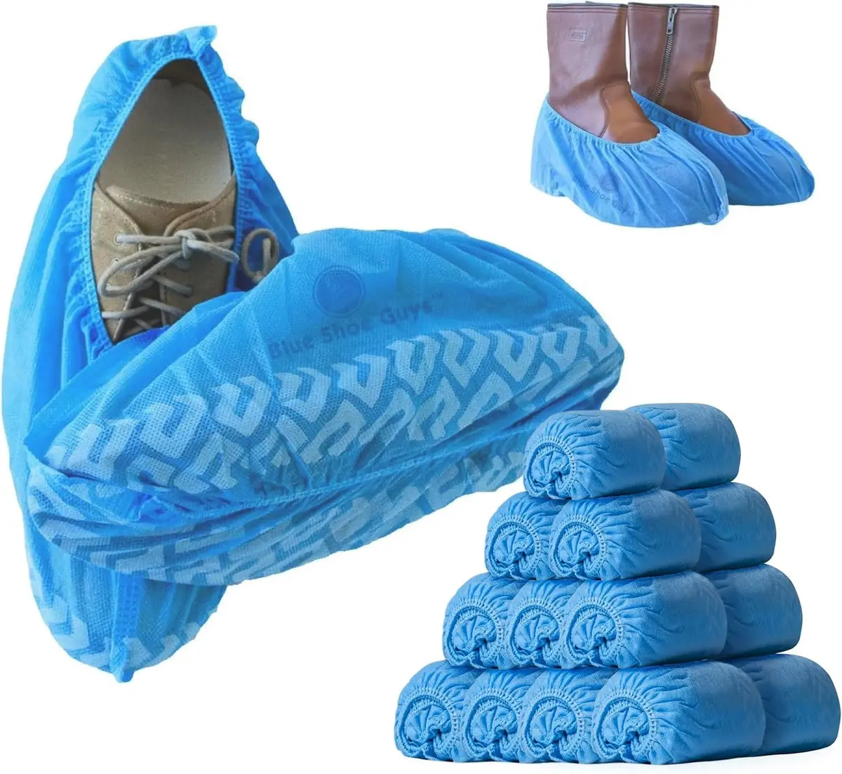 Blue Shoe Guys Premium Disposable Boot & Shoe Covers 200 Pack | Durable, Non-Slip, Water Resistant, Recyclable for Indoor & Outdoor Use - main product image