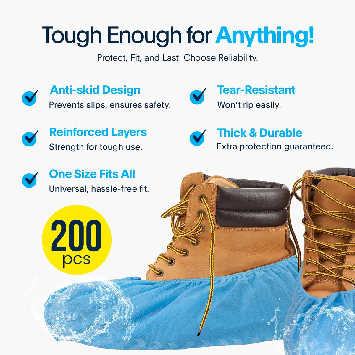 Blue Shoe Guys Premium Disposable Boot & Shoe Covers 200 Pack | Durable, Non-Slip, Water Resistant, Recyclable for Indoor & Outdoor Use - view 5