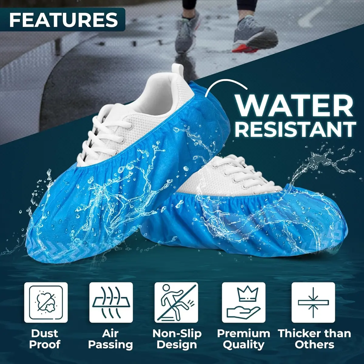 Blue Shoe Guys Premium Disposable Boot & Shoe Covers 200 Pack | Durable, Non-Slip, Water Resistant, Recyclable for Indoor & Outdoor Use - view 2