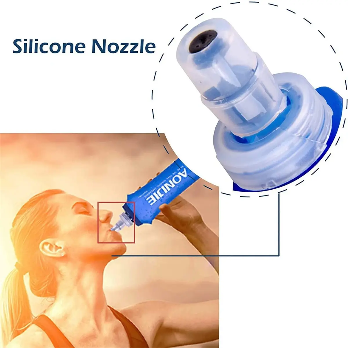 AONIJIE Foldable Soft Flask Water Bottle 250mL (8.45 Fl Oz) 2-Pack | Lightweight & Collapsible for Running & Hiking - view 4