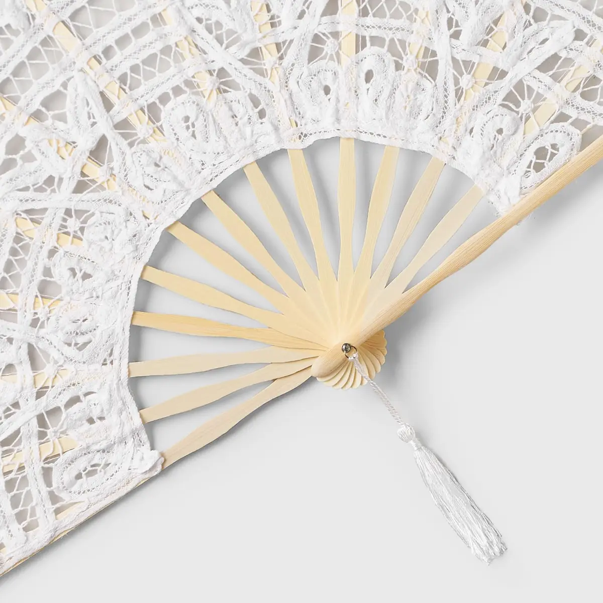 BABEYOND Cotton Lace Folding Hand Fan, Bamboo Wedding Dance Party Decor | Elegant, Handcrafted, Lightweight - view 5