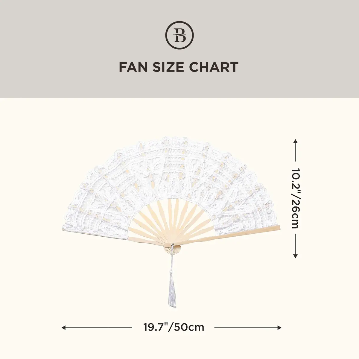 BABEYOND Cotton Lace Folding Hand Fan, Bamboo Wedding Dance Party Decor | Elegant, Handcrafted, Lightweight - view 6