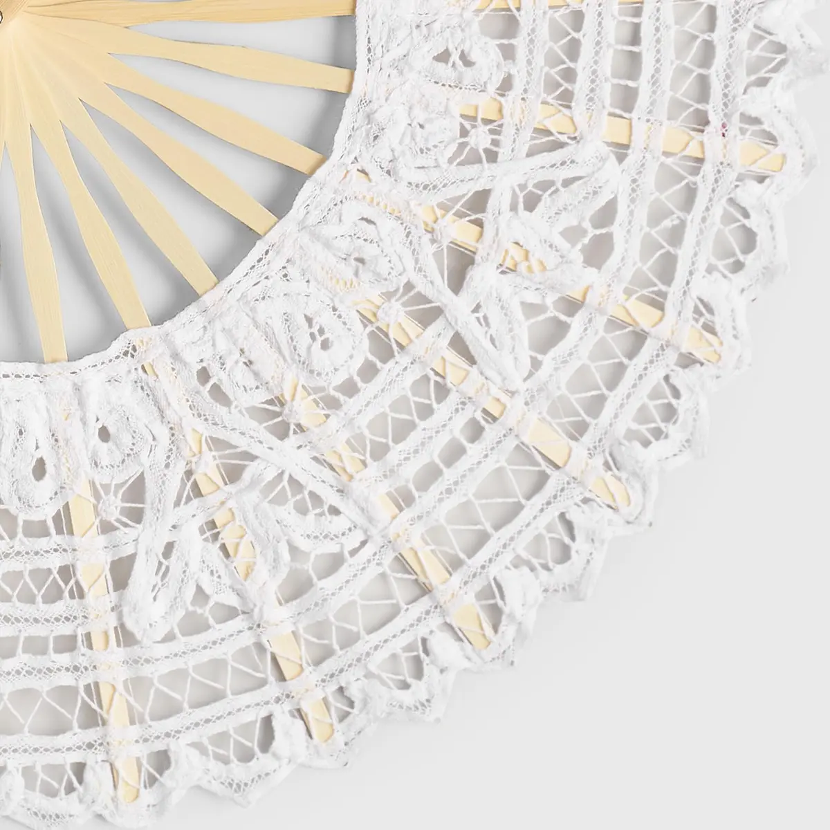 BABEYOND Cotton Lace Folding Hand Fan, Bamboo Wedding Dance Party Decor | Elegant, Handcrafted, Lightweight - view 4