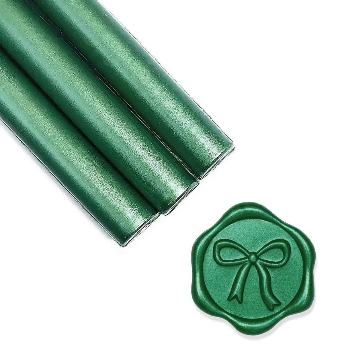 UNIQOOO Botanical Green Metallic Sealing Wax Sticks for Glue Gun, Pack of 8 | Low-Temp Compatible, Flexible & Mailable - main product image