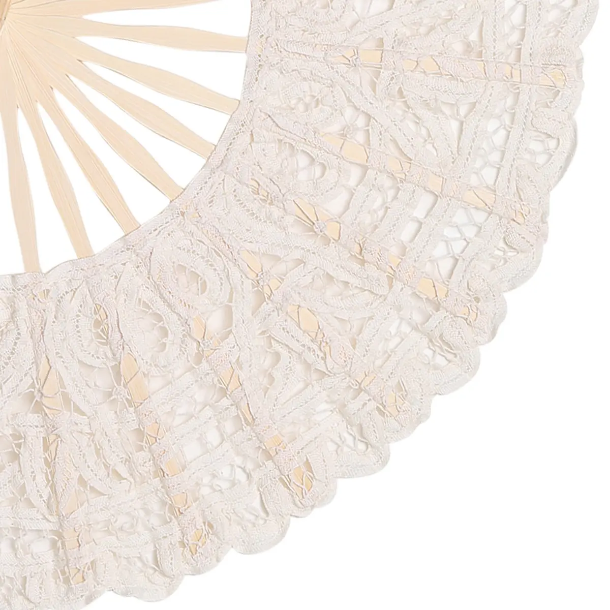 BABEYOND Cotton Lace Folding Hand Fan with Bamboo Frame & Tassel, 26cm Closed | Elegant Bridal Accessory for Weddings & Parties - view 5