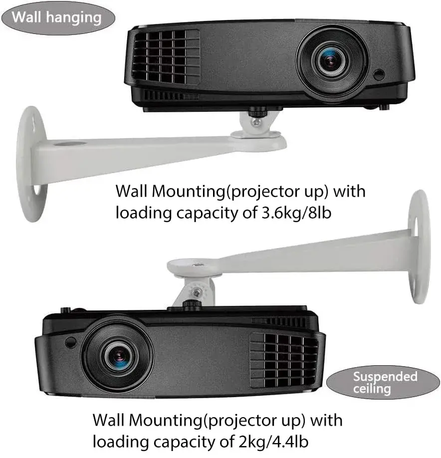 Drsn Mini Projector Wall Mount Bracket 20cm (7.87in) | Universal 360° Rotation, 8 lbs Capacity - view 5