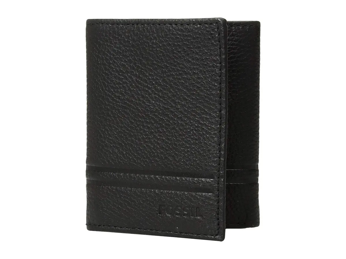 Fossil Men's Wilder Leather Trifold Wallet with ID Window, Black | Classic Men's Accessory - main product image