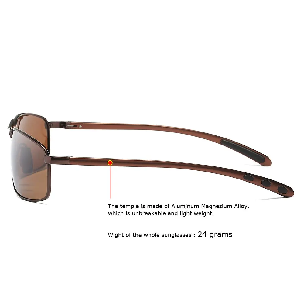 ZHILE Rectangular Polarized Sunglasses Al-Mg Alloy Temple UV400 63mm | Sport Classic Wrap Fit - view 3