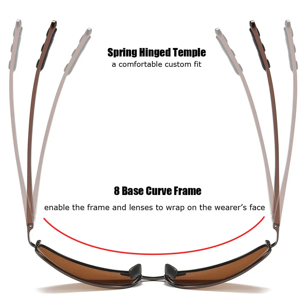 ZHILE Rectangular Polarized Sunglasses Al-Mg Alloy Temple UV400 63mm | Sport Classic Wrap Fit - view 4