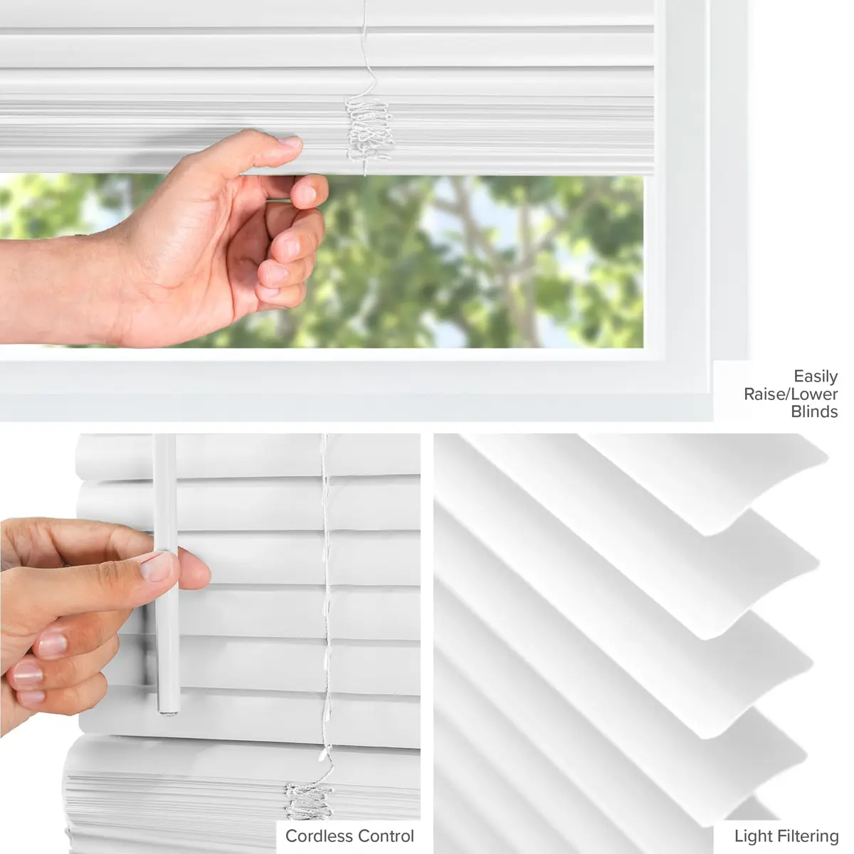 CHICOLOGY Cordless Vinyl Mini Blinds 80cm x 163cm (31"W x 64"H) | White Horizontal Window Blinds for Indoor Use - view 6
