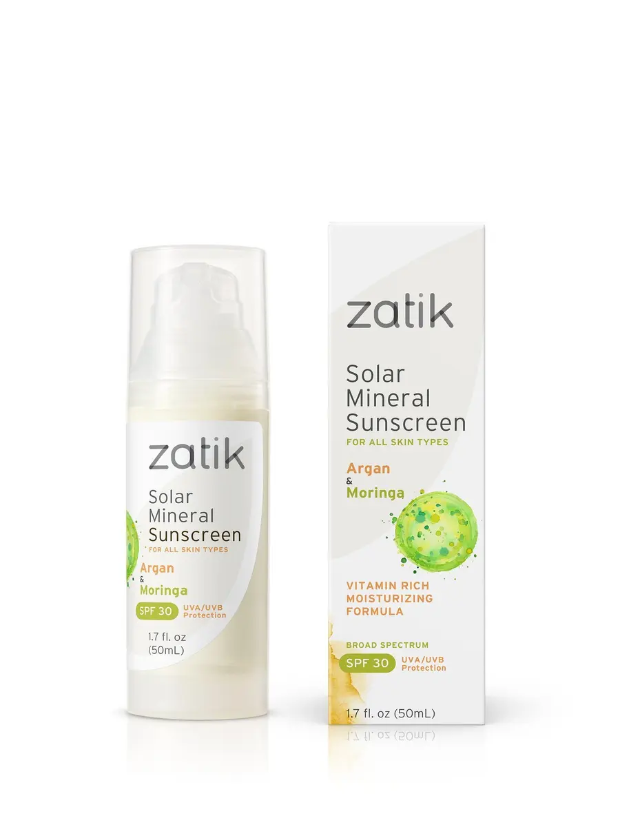 Zatik Naturals Solar Mineral Sunscreen 1.7 oz | SPF 30, Non-Nano Zinc, Organic Extracts, Vegan, Water Resistant - main product image