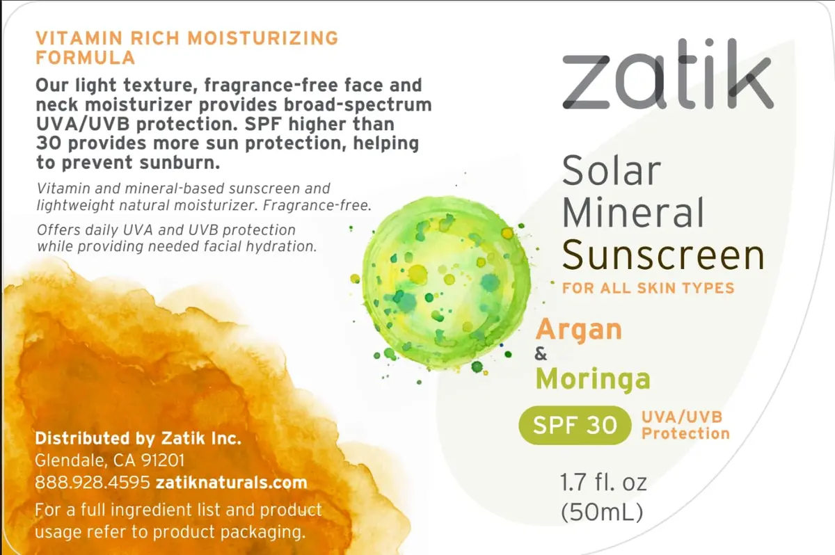 Zatik Naturals Solar Mineral Sunscreen 1.7 oz | SPF 30, Non-Nano Zinc, Organic Extracts, Vegan, Water Resistant - view 2