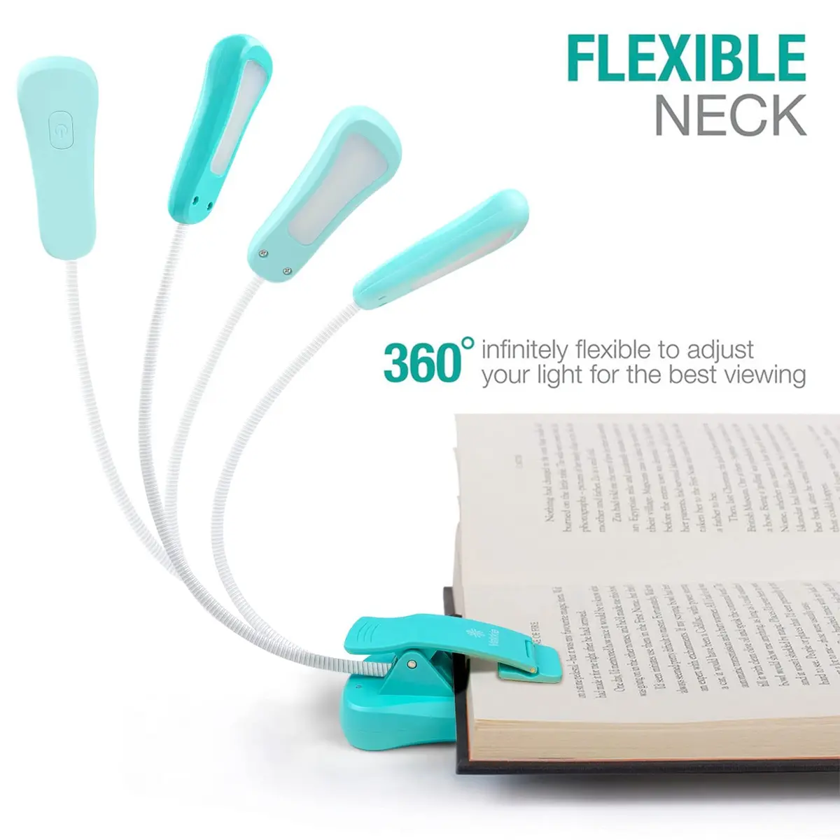 Vekkia Rechargeable Book Light Blue 10.5cm (4.1in) | 3 Color x 3 Brightness, 70 Hours Lighting - view 5